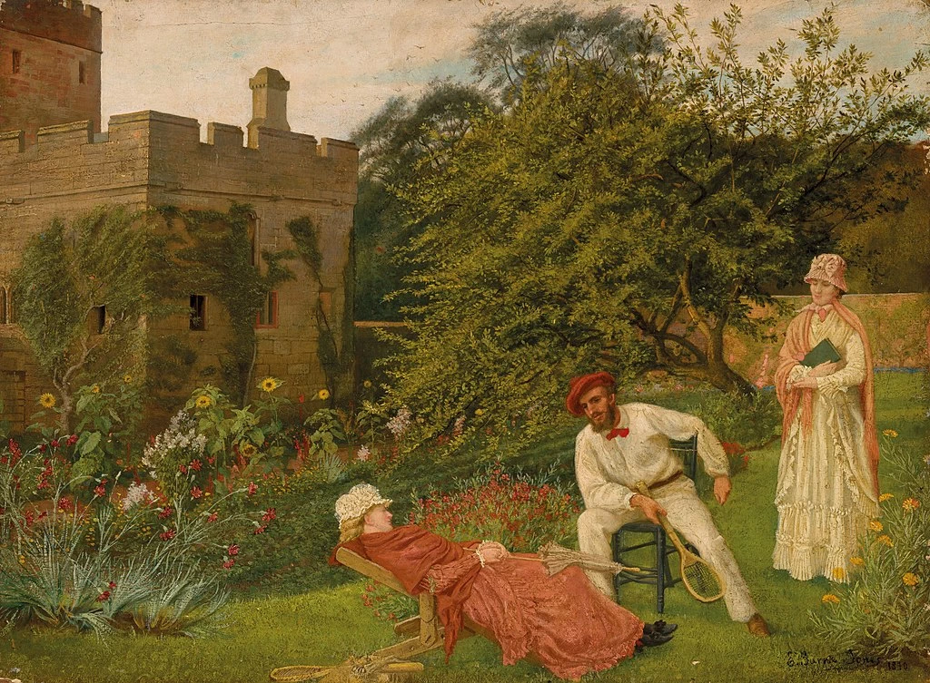 George Howard, nono conte di Carlisle, e Rosalind, contessa di Carlisle, seduti nei giardini del castello di Naworth